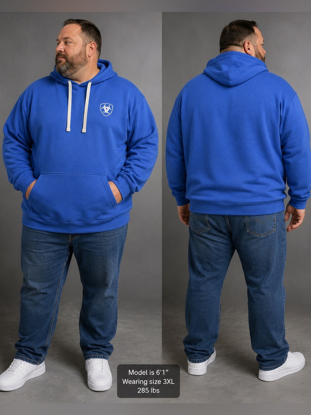 Ariat Men's Lightweight Logo Hoodie Sweatshirt  New Blue Size: XXL TALL